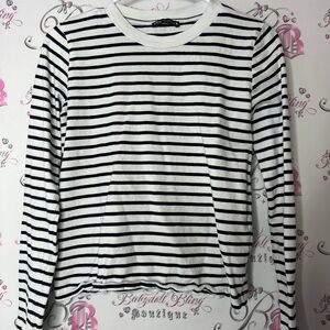 Zara striped shirt Black and White Striped Long Sleeve Top